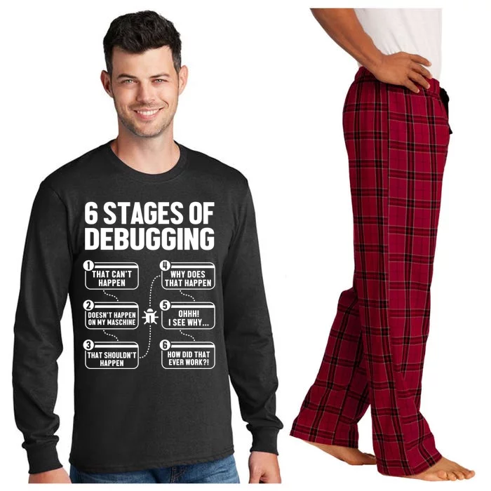 6 Stages Of Debugging Full Stack Coder Software Developer Gift Long Sleeve Pajama Set