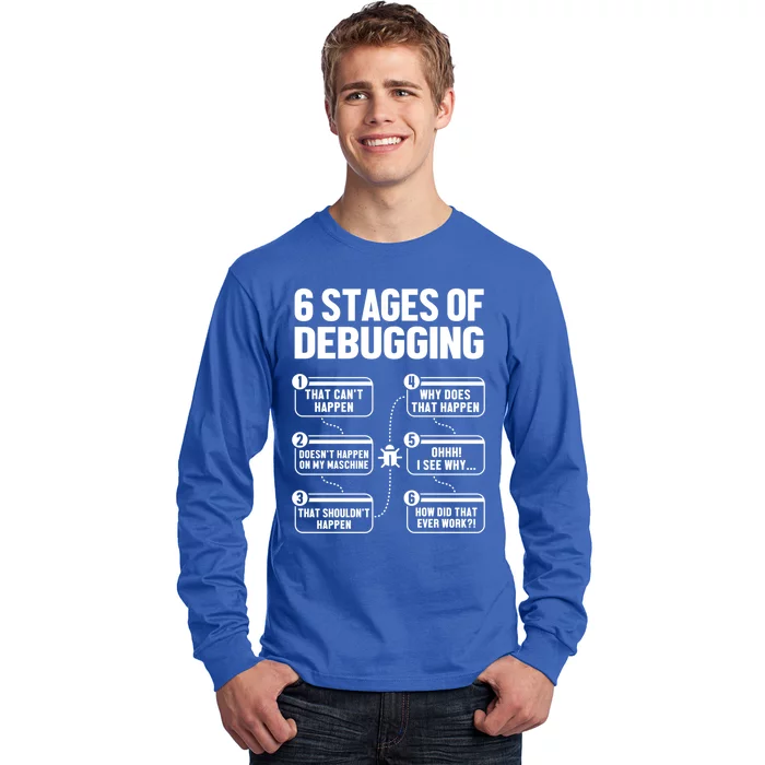 6 Stages Of Debugging Full Stack Coder Software Developer Gift Long Sleeve Shirt