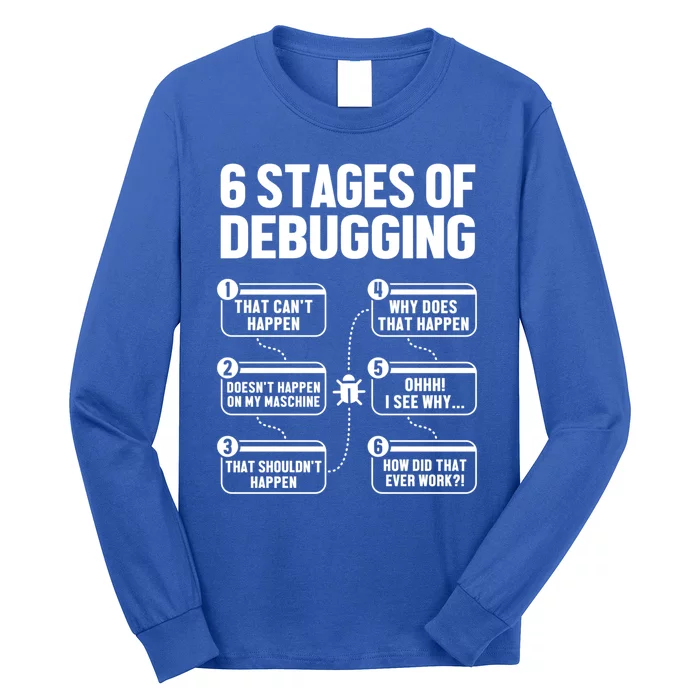 6 Stages Of Debugging Full Stack Coder Software Developer Gift Long Sleeve Shirt