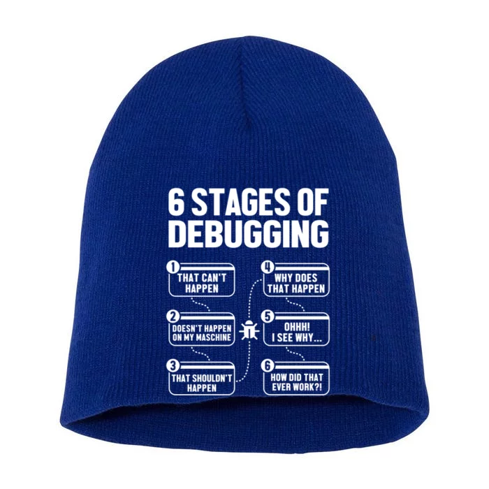 6 Stages Of Debugging Full Stack Coder Software Developer Gift Short Acrylic Beanie