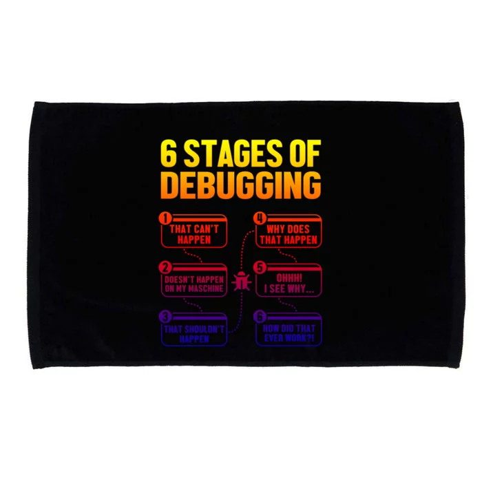 6 Stages Of Debugging Full Stack Coder Software Developer Gift Microfiber Hand Towel