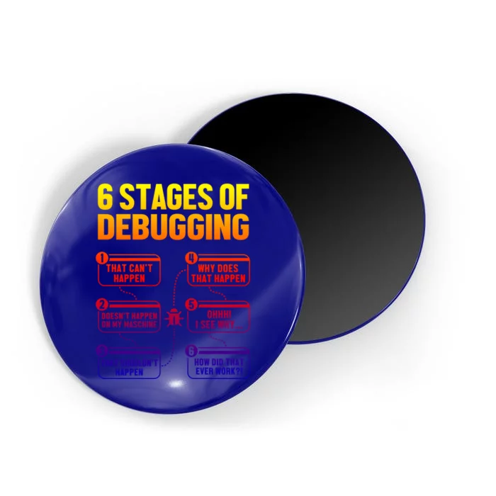 6 Stages Of Debugging Full Stack Coder Software Developer Gift Magnet