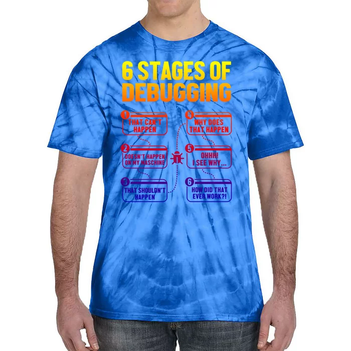 6 Stages Of Debugging Full Stack Coder Software Developer Gift Tie-Dye T-Shirt