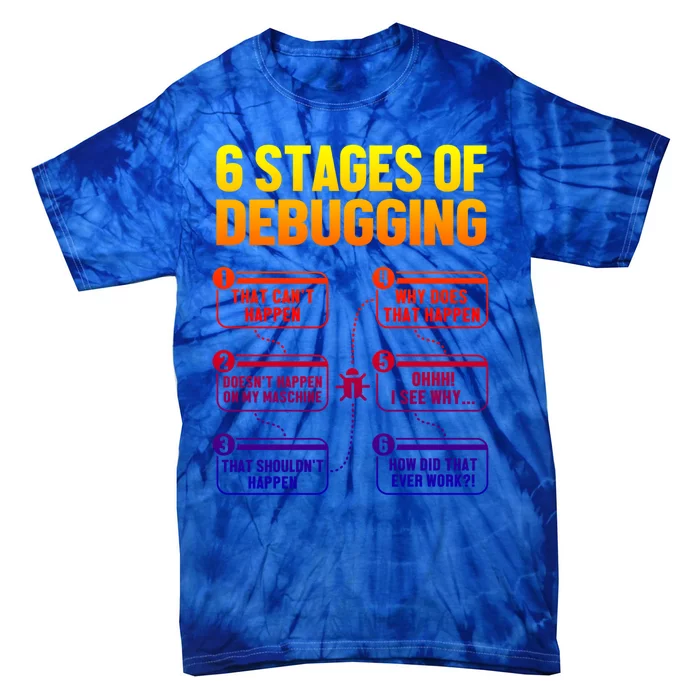 6 Stages Of Debugging Full Stack Coder Software Developer Gift Tie-Dye T-Shirt