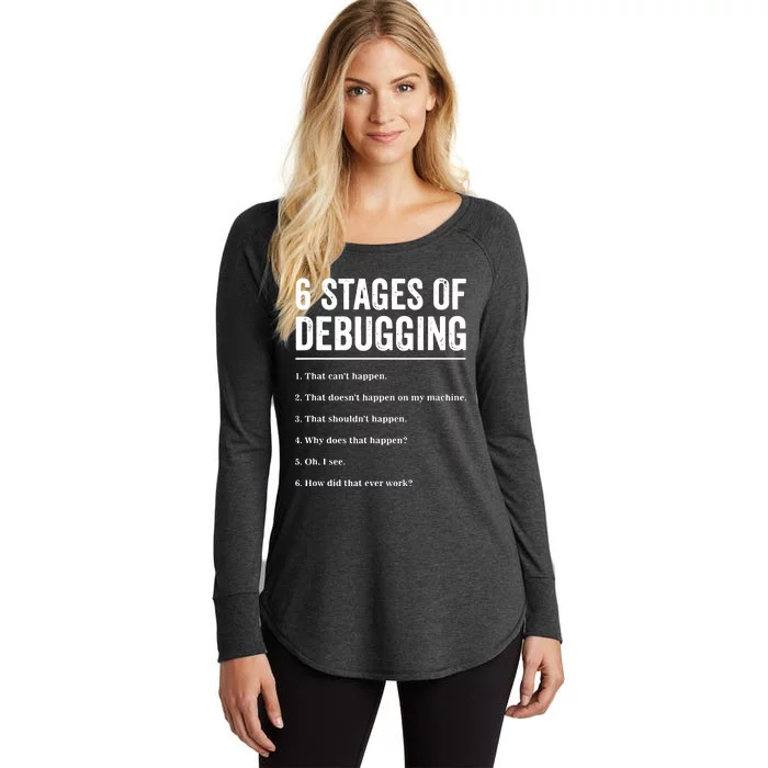 6 Stages Of Debugging Bug Coding Computer Programmer Women's Perfect Tri Tunic Long Sleeve Shirt