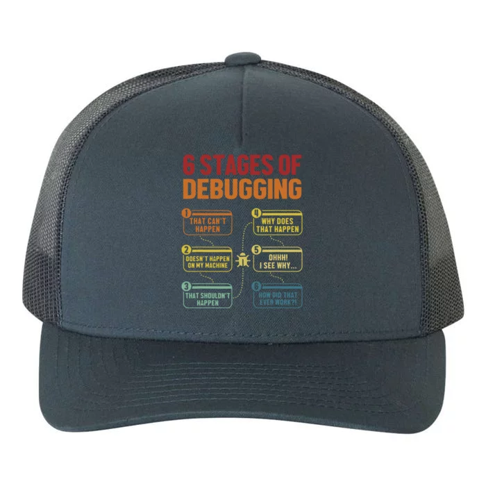 6 Stages Of Debugging Full Stack Coder Software Developer Yupoong Adult 5-Panel Trucker Hat