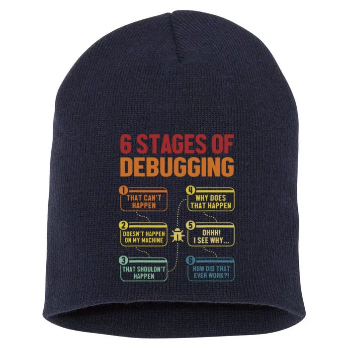 6 Stages Of Debugging Full Stack Coder Software Developer Short Acrylic Beanie