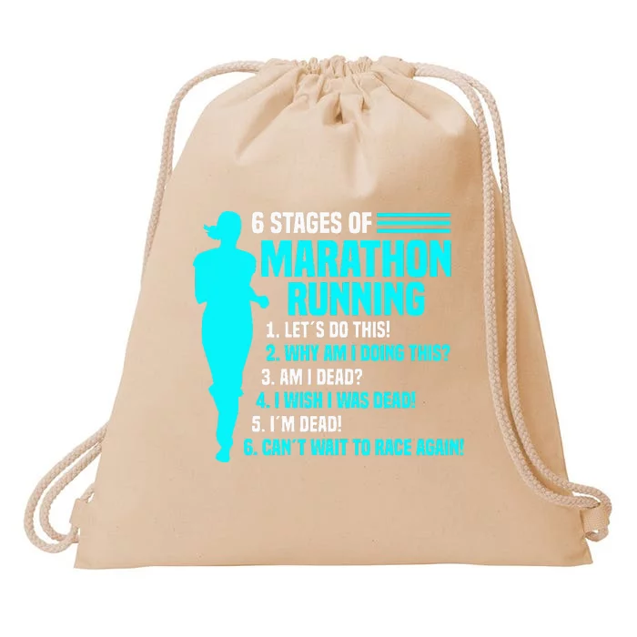 6 stages of marathon running for Runner Drawstring Bag