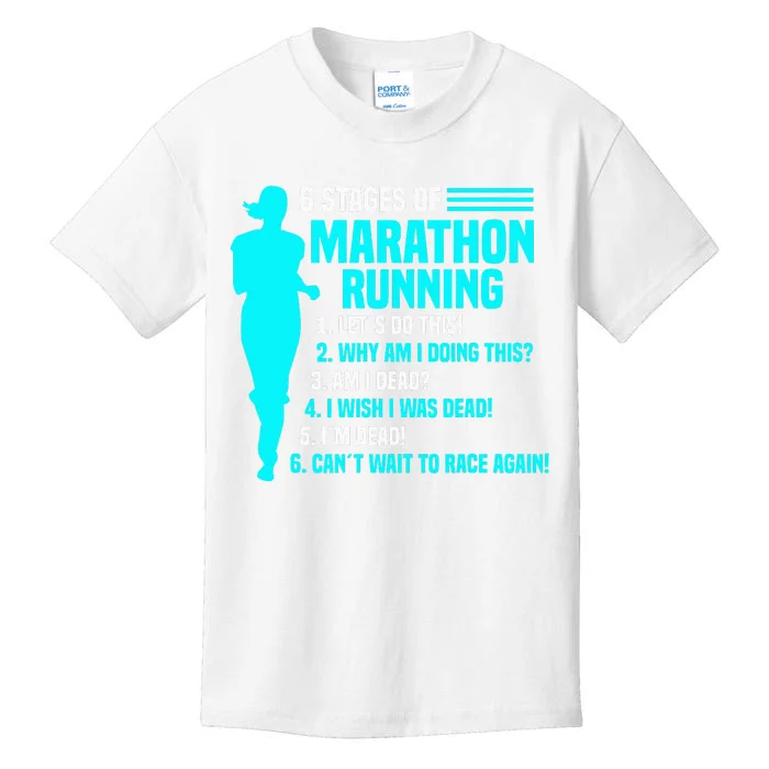 6 stages of marathon running for Runner Kids T-Shirt