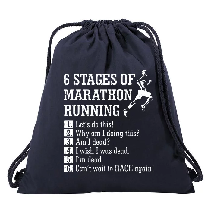 6 Stages Of Marathon Running Gift For Runner Drawstring Bag