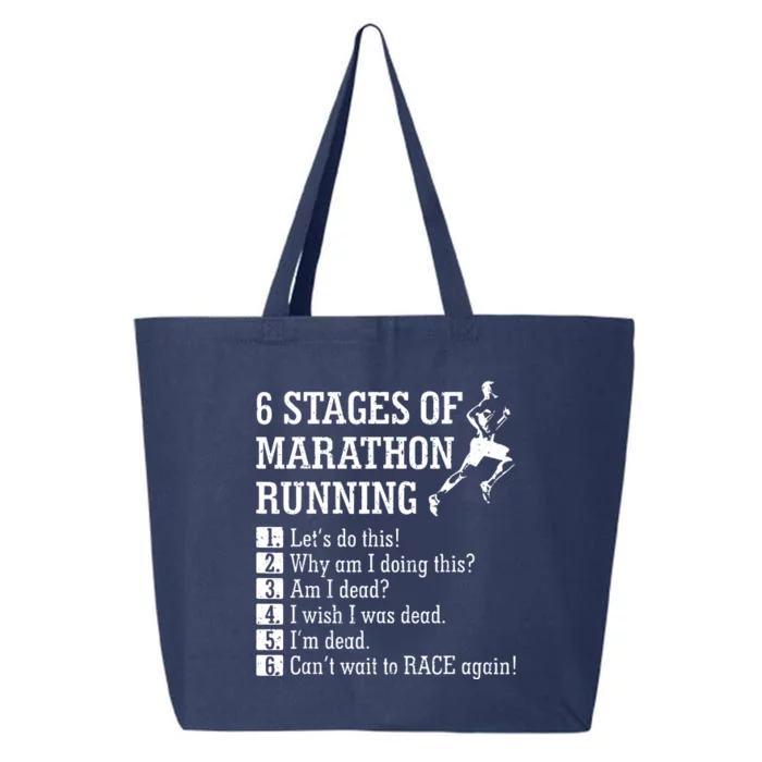 6 Stages Of Marathon Running Gift For Runner 25L Jumbo Tote