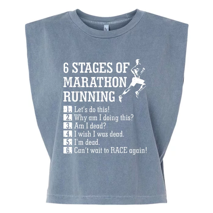 6 Stages Of Marathon Running Gift For Runner Garment-Dyed Women's Muscle Tee