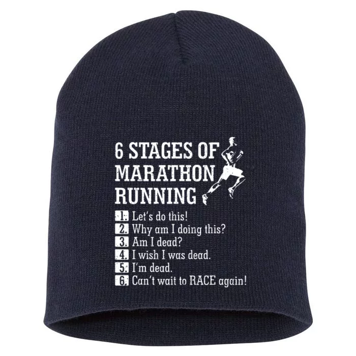 6 Stages Of Marathon Running Gift For Runner Short Acrylic Beanie