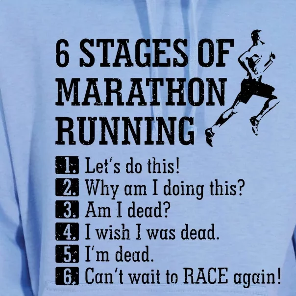 6 Stages Of Marathon Running Gift For Runner Unisex Surf Hoodie