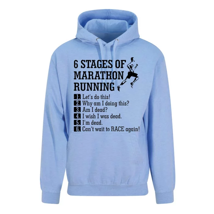 6 Stages Of Marathon Running Gift For Runner Unisex Surf Hoodie