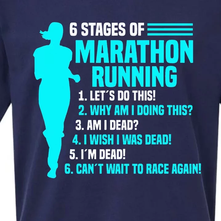 6 Stages Of Marathon Running Marathoner 26.2 Funny Runner Sueded Cloud Jersey T-Shirt