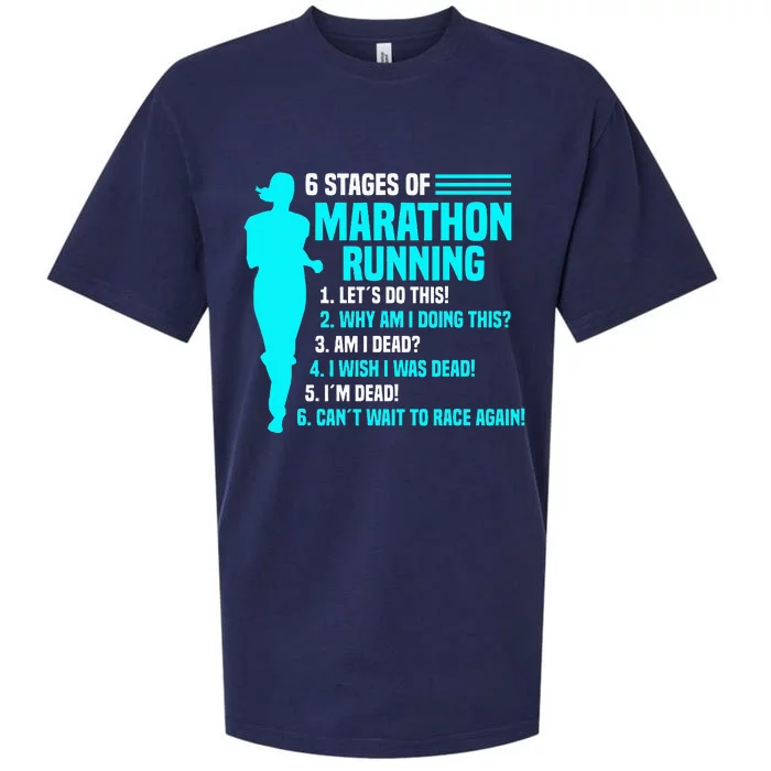 6 Stages Of Marathon Running Marathoner 26.2 Funny Runner Sueded Cloud Jersey T-Shirt