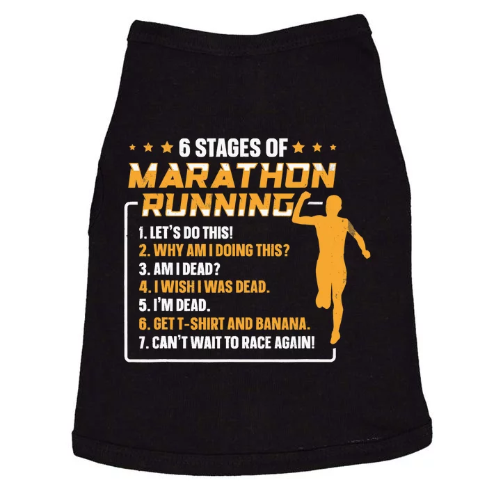 6 Stages Of Marathon Running Funny Marathon Runner Doggie Tank