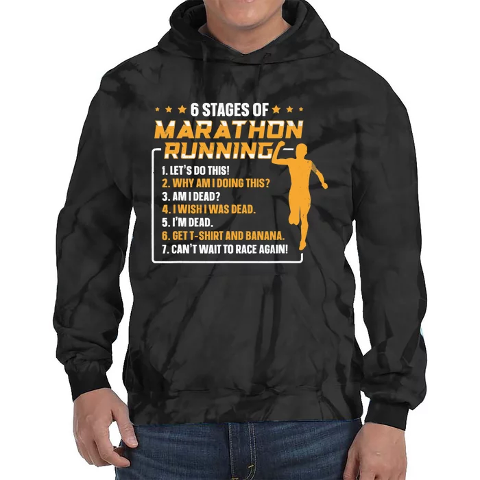 6 Stages Of Marathon Running Funny Marathon Runner Tie Dye Hoodie