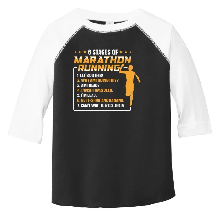 6 Stages Of Marathon Running Funny Marathon Runner Toddler Fine Jersey T-Shirt