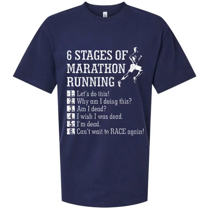 6 Stages Of Marathon Running Gift For Runner Sueded Cloud Jersey T-Shirt