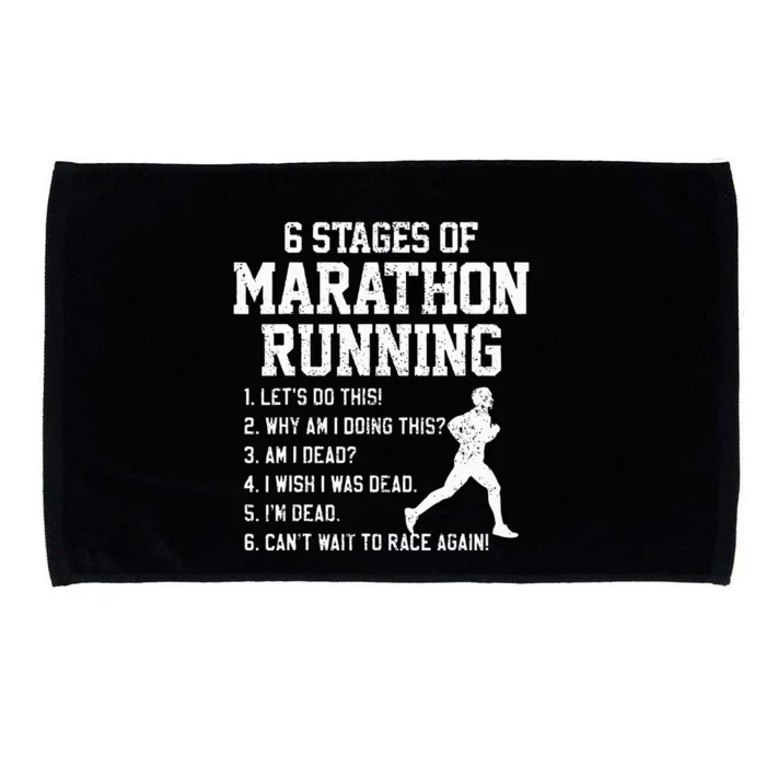 6 Stages Of Marathon Running Funny Runner Gift Microfiber Hand Towel