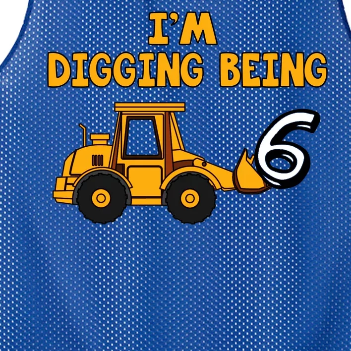 6th Birthday I'm Digging Being Six Mesh Reversible Basketball Jersey Tank