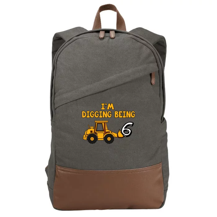 6th Birthday I'm Digging Being Six Cotton Canvas Backpack