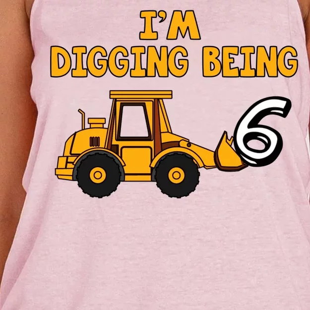 6th Birthday I'm Digging Being Six Women's Knotted Racerback Tank