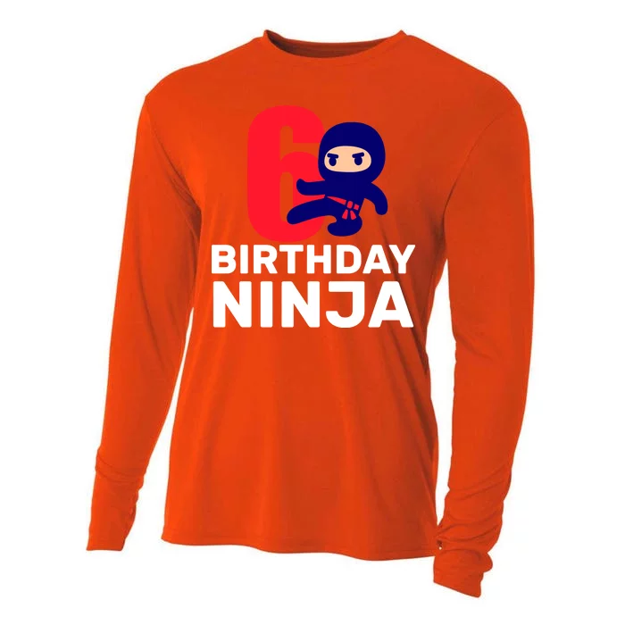 6th Birthday Ninja Cooling Performance Long Sleeve Crew