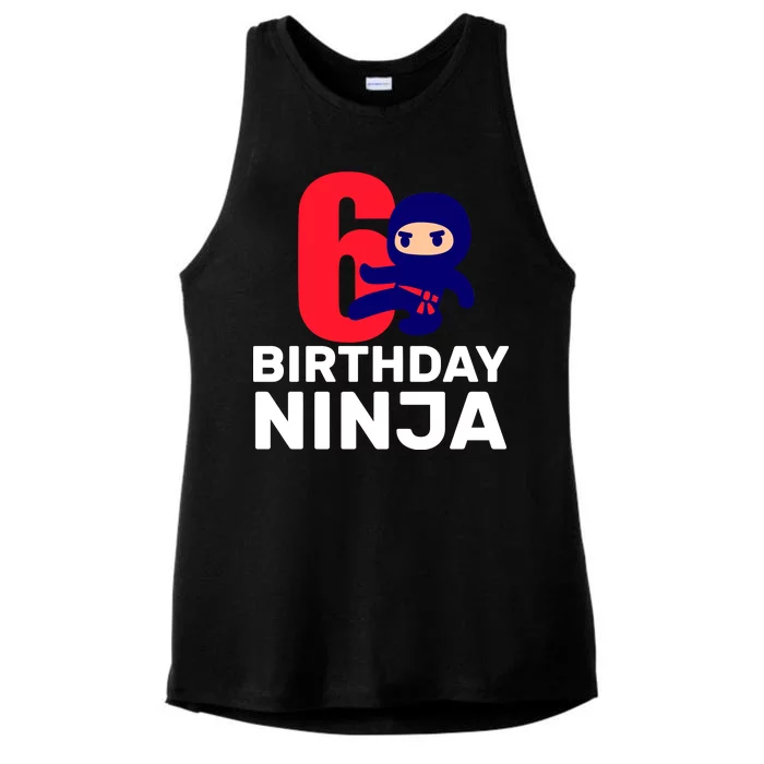 6th Birthday Ninja Ladies Tri-Blend Wicking Tank