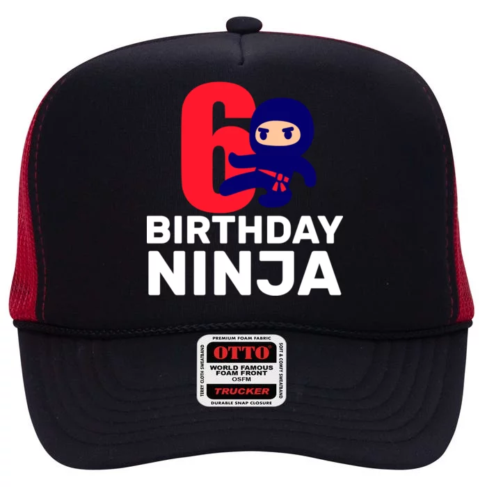 6th Birthday Ninja High Crown Mesh Trucker Hat