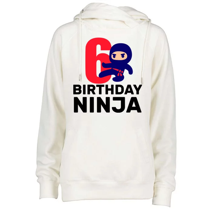 6th Birthday Ninja Womens Funnel Neck Pullover Hood