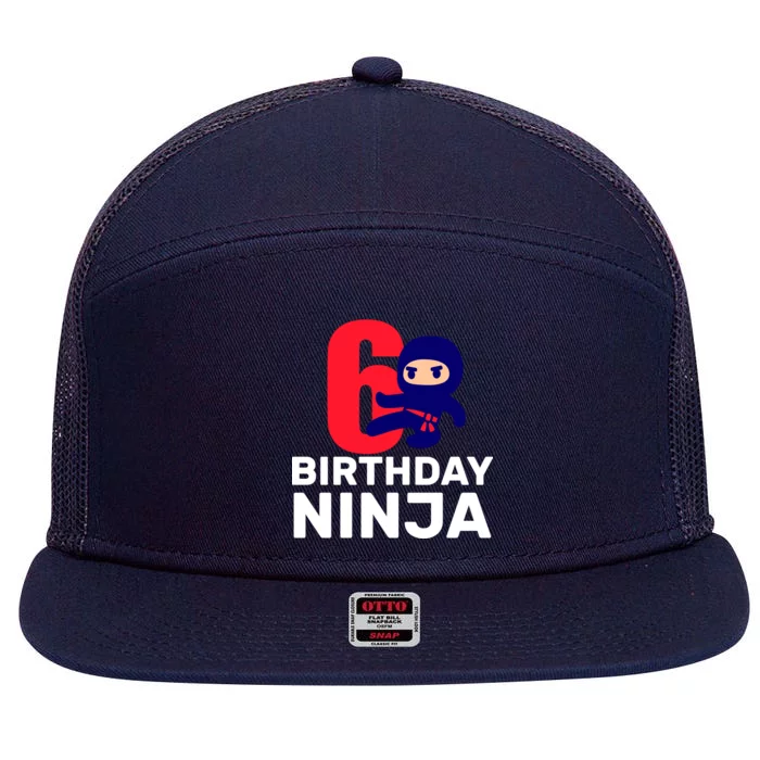 6th Birthday Ninja 7 Panel Mesh Trucker Snapback Hat