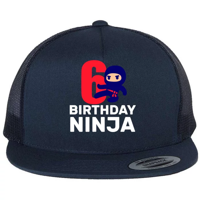 6th Birthday Ninja Flat Bill Trucker Hat