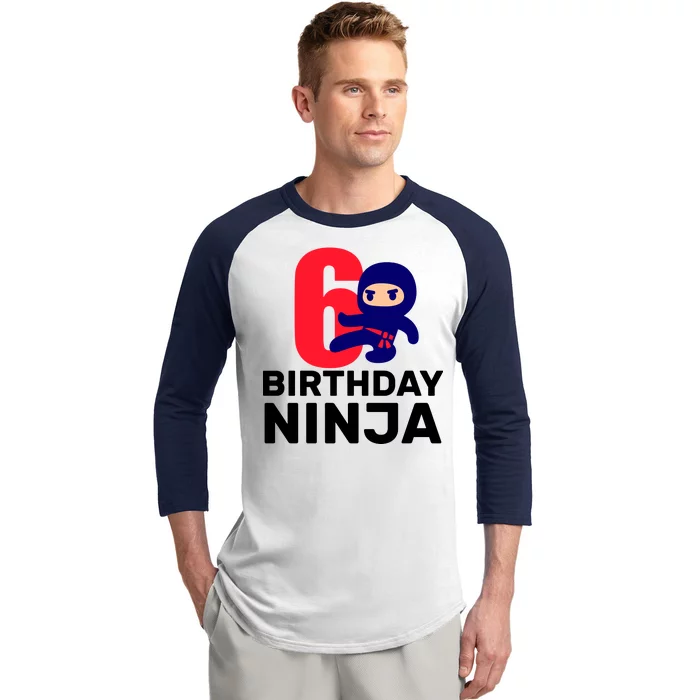 6th Birthday Ninja Baseball Sleeve Shirt