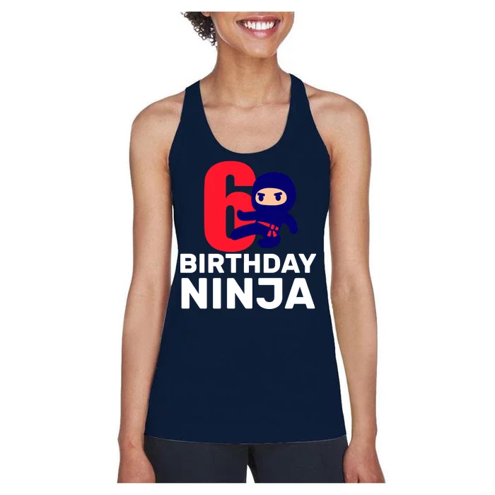 6th Birthday Ninja Women's Racerback Tank