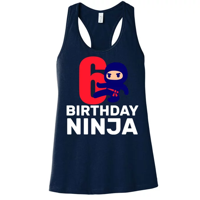 6th Birthday Ninja Women's Racerback Tank