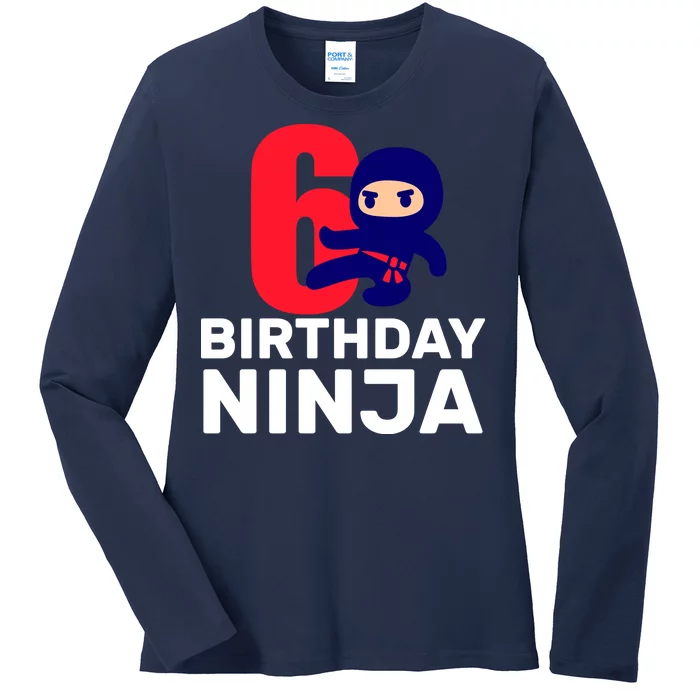 6th Birthday Ninja Ladies Long Sleeve Shirt