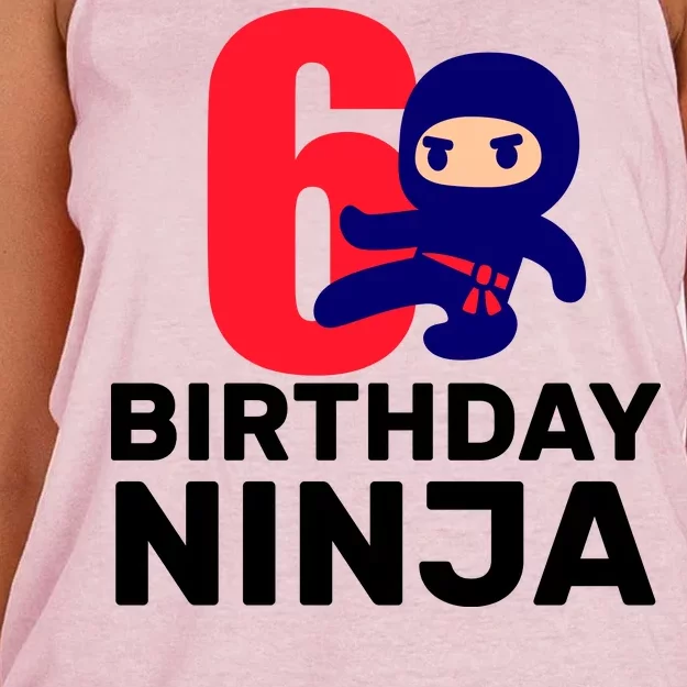 6th Birthday Ninja Women's Knotted Racerback Tank