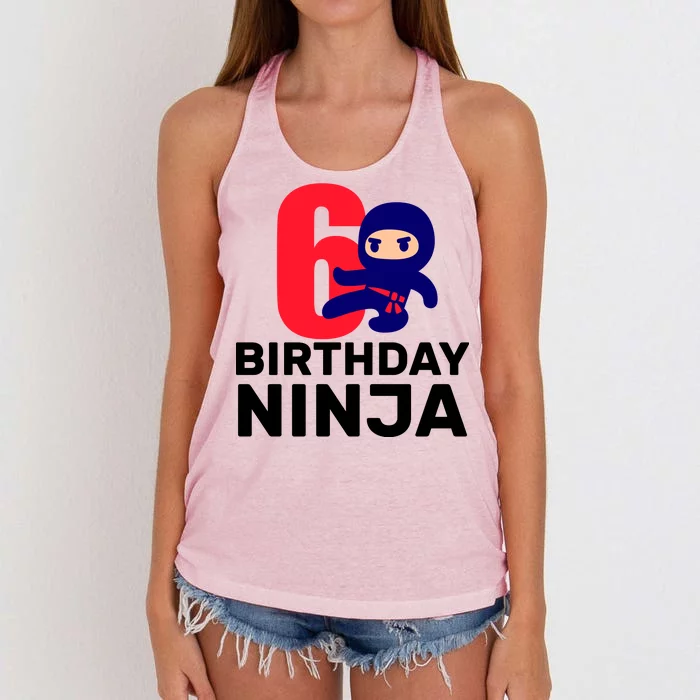 6th Birthday Ninja Women's Knotted Racerback Tank