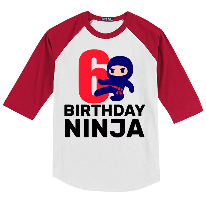 6th Birthday Ninja Kids Colorblock Raglan Jersey