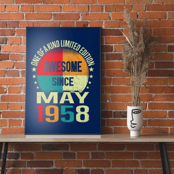 65 Years Awesome Since MAY 1958 Vintage 65th Birthday Gifts Poster