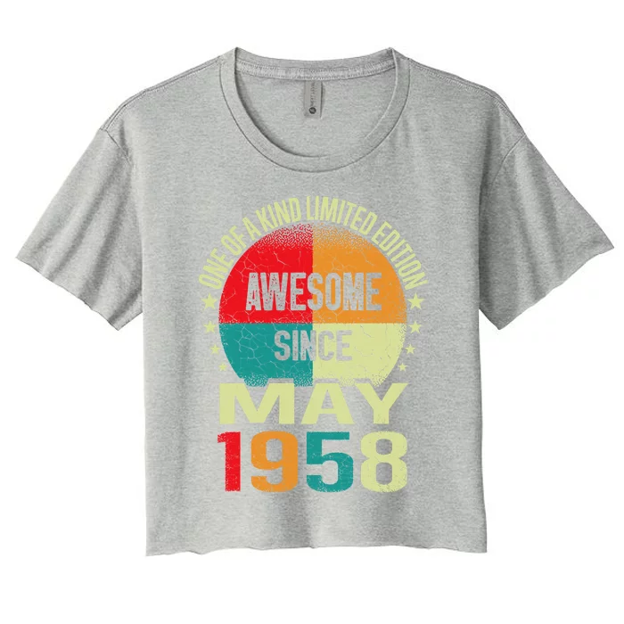 65 Years Awesome Since MAY 1958 Vintage 65th Birthday Gifts Women's Crop Top Tee