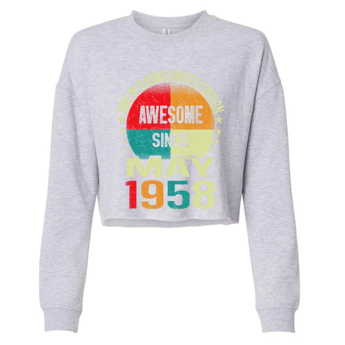 65 Years Awesome Since MAY 1958 Vintage 65th Birthday Gifts Cropped Pullover Crew