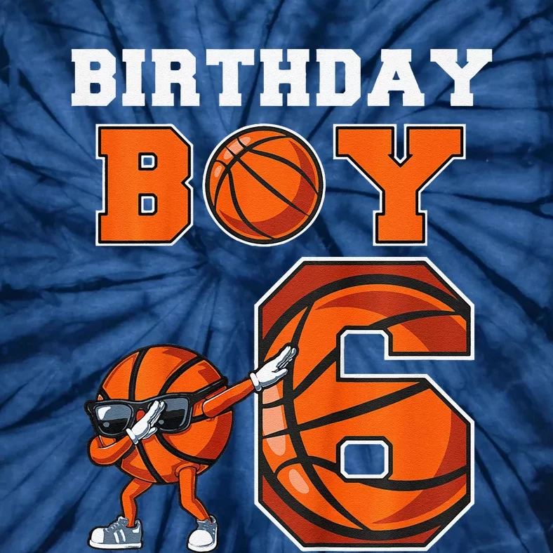 6 Year Basketball Birthday Boy 6th Birthday Party Basketball Tie-Dye T-Shirt