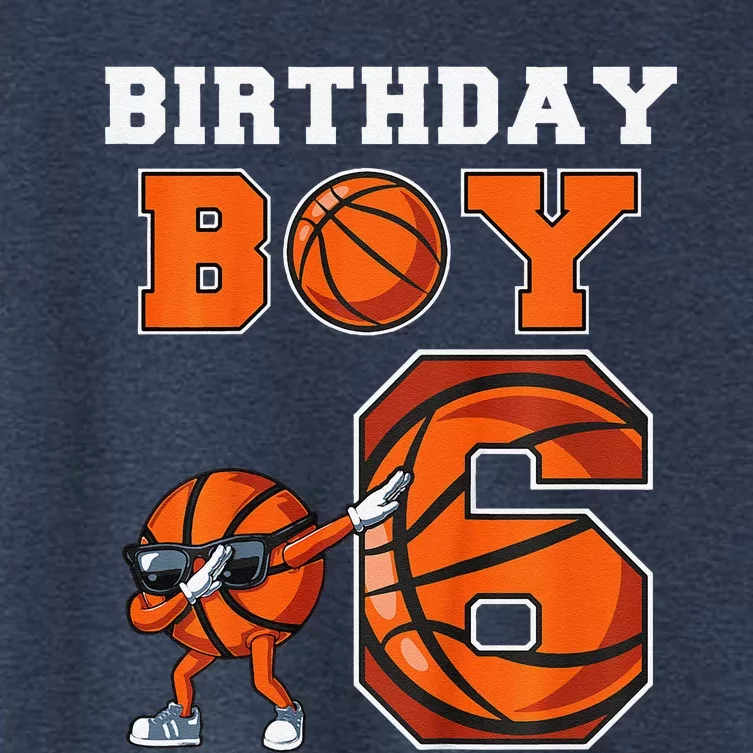 6 Year Basketball Birthday Boy 6th Birthday Party Basketball Women's Crop Top Tee