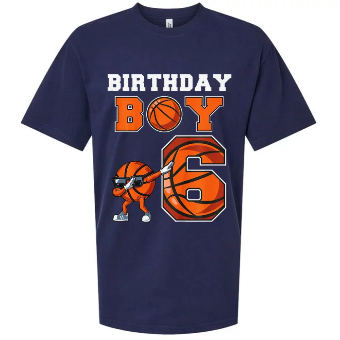 6 Year Basketball Birthday Boy 6th Birthday Party Basketball Sueded Cloud Jersey T-Shirt