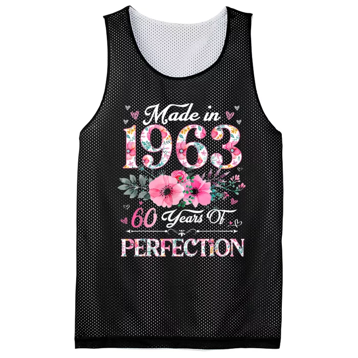 60 Year Old Made In 1963 Floral 60th Birthday Gifts Wo Mesh Reversible Basketball Jersey Tank