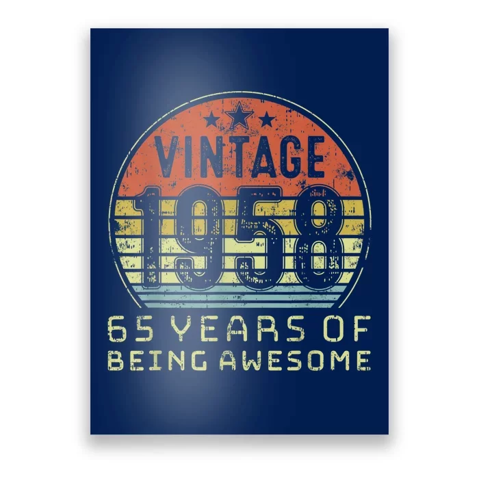 65 Year Old Birthday Vintage 1958 65th Birthday Poster